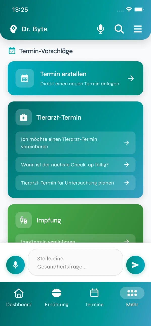 ZooByte Dr. Byte intelligente Terminplanung - KI erstellt automatisch Termin für Hund und Katze