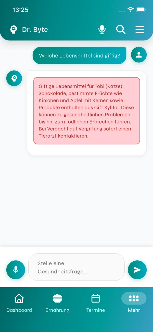 ZooByte Dr. Byte KI-Chat - Gesundheitsfragen für Hund und Katze mit KI-Antwort - Deine smarte Gesundheits-App
