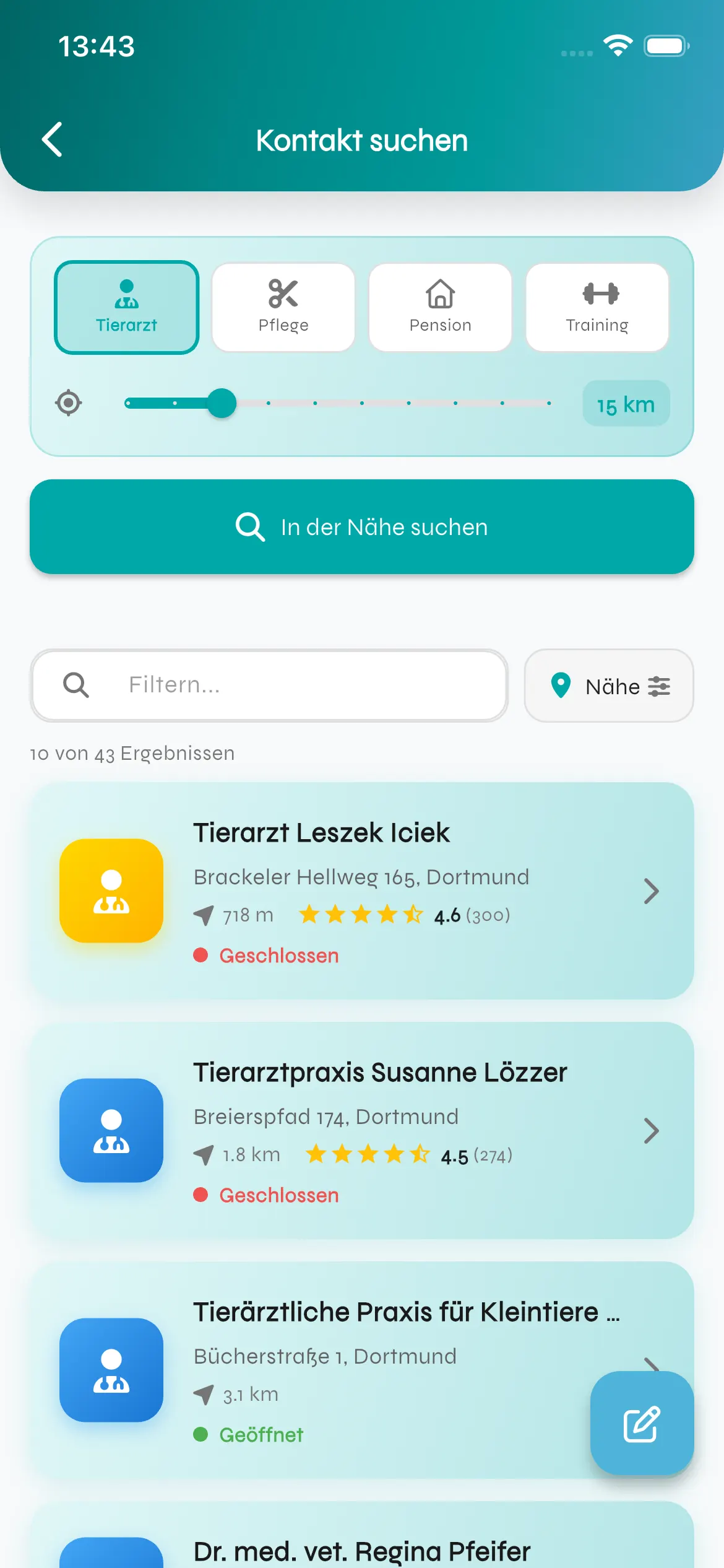 Tierarzt in der Nähe finden mit Kartensuche – Tierklinik, Hundesalon und Tierpension suchen